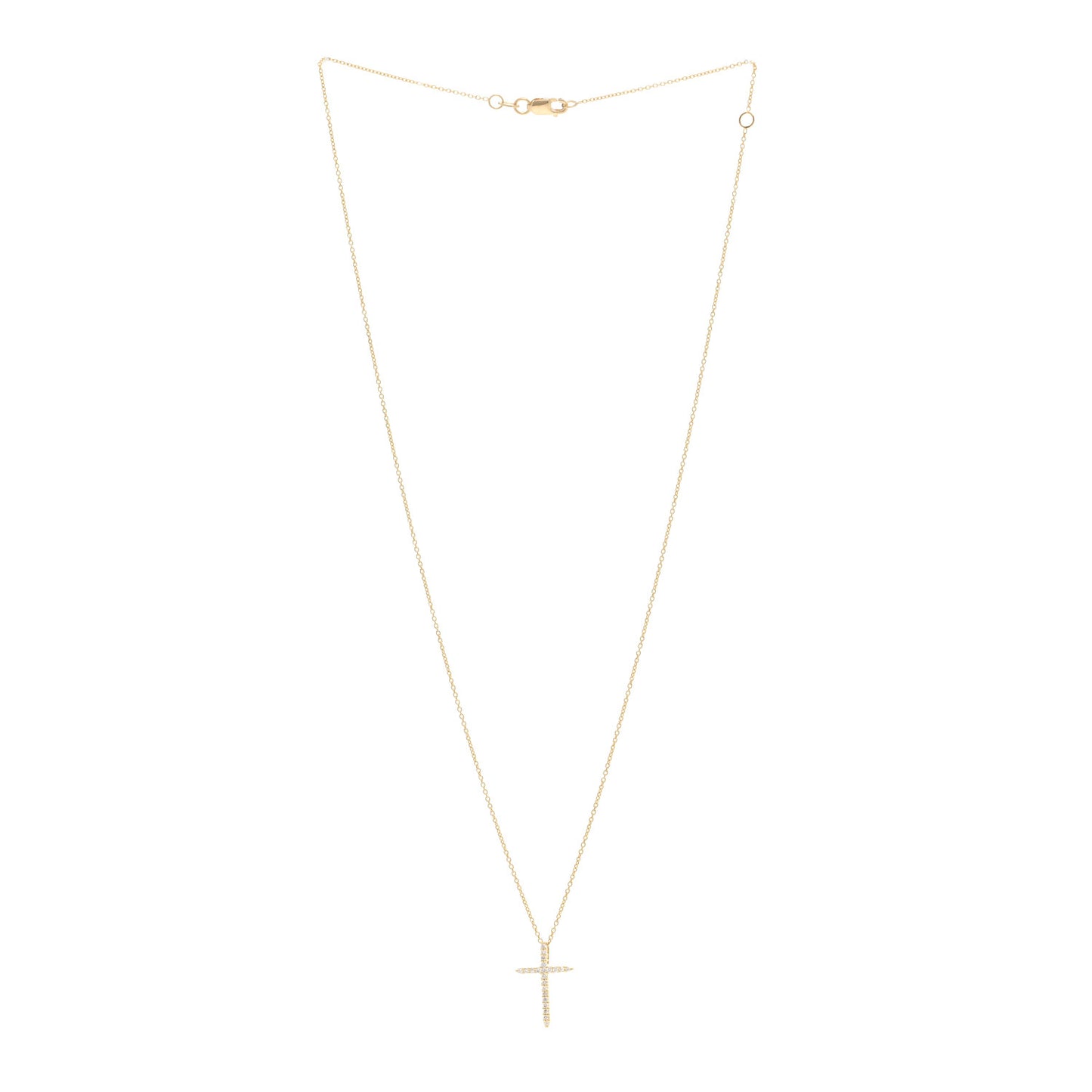 18K Yellow Gold Diamond Tiny Treasures Sliver Cross Pendant Necklace