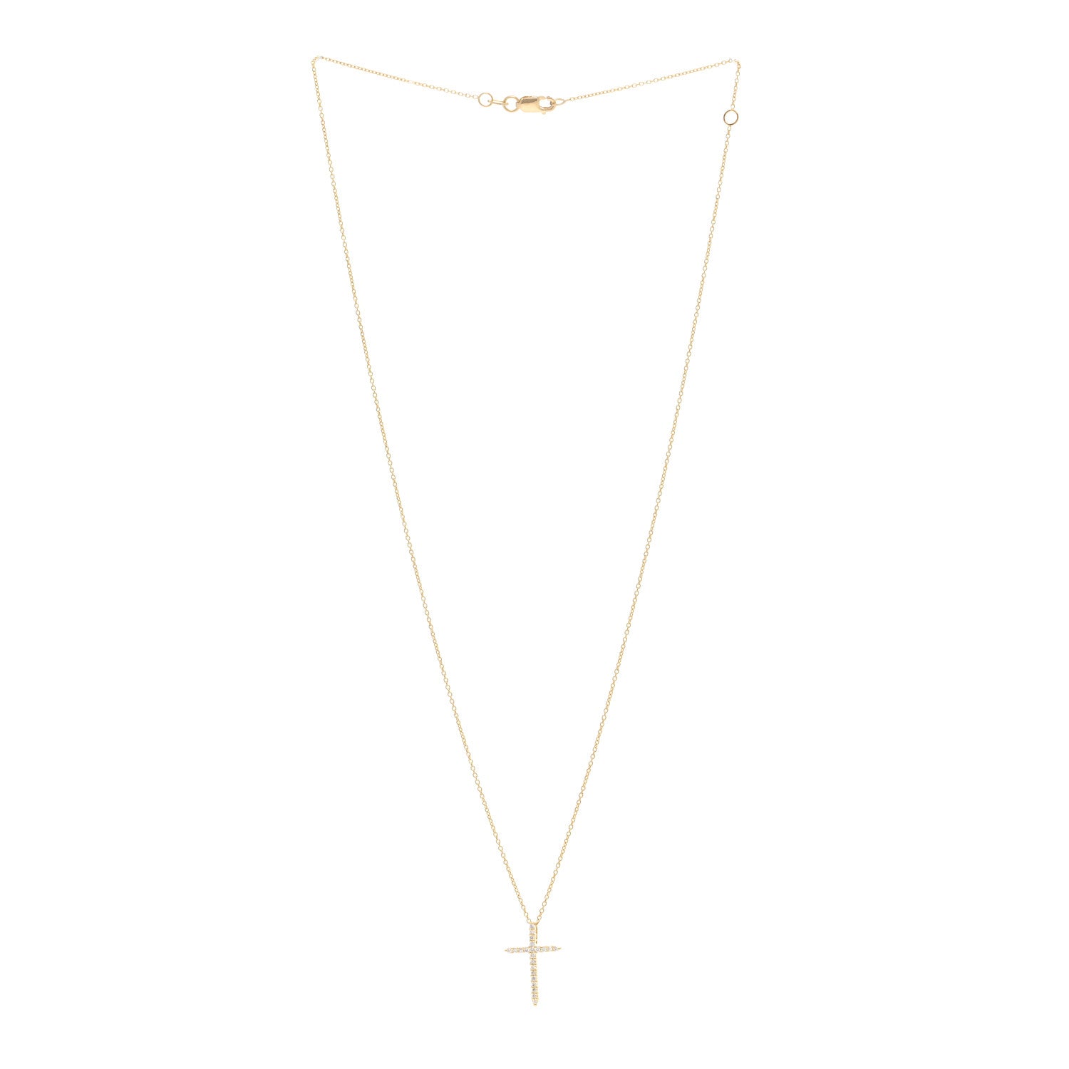 Roberto Coin 18K Yellow Gold Diamond Tiny Treasures Sliver Cross Pendant Necklace 3 of 4