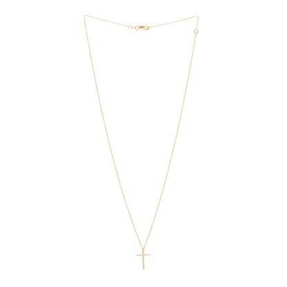 Roberto Coin 18K Yellow Gold Diamond Tiny Treasures Sliver Cross Pendant Necklace 3 of 4