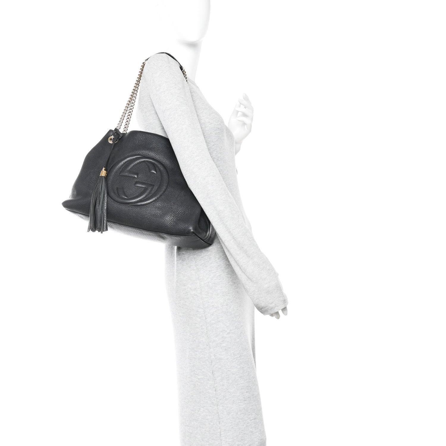Gucci Pebbled Calfskin Medium Soho Chain Shoulder Bag Black 2 of 10