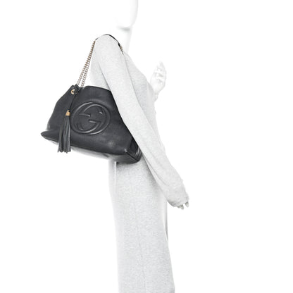 Gucci Pebbled Calfskin Medium Soho Chain Shoulder Bag Black 2 of 10