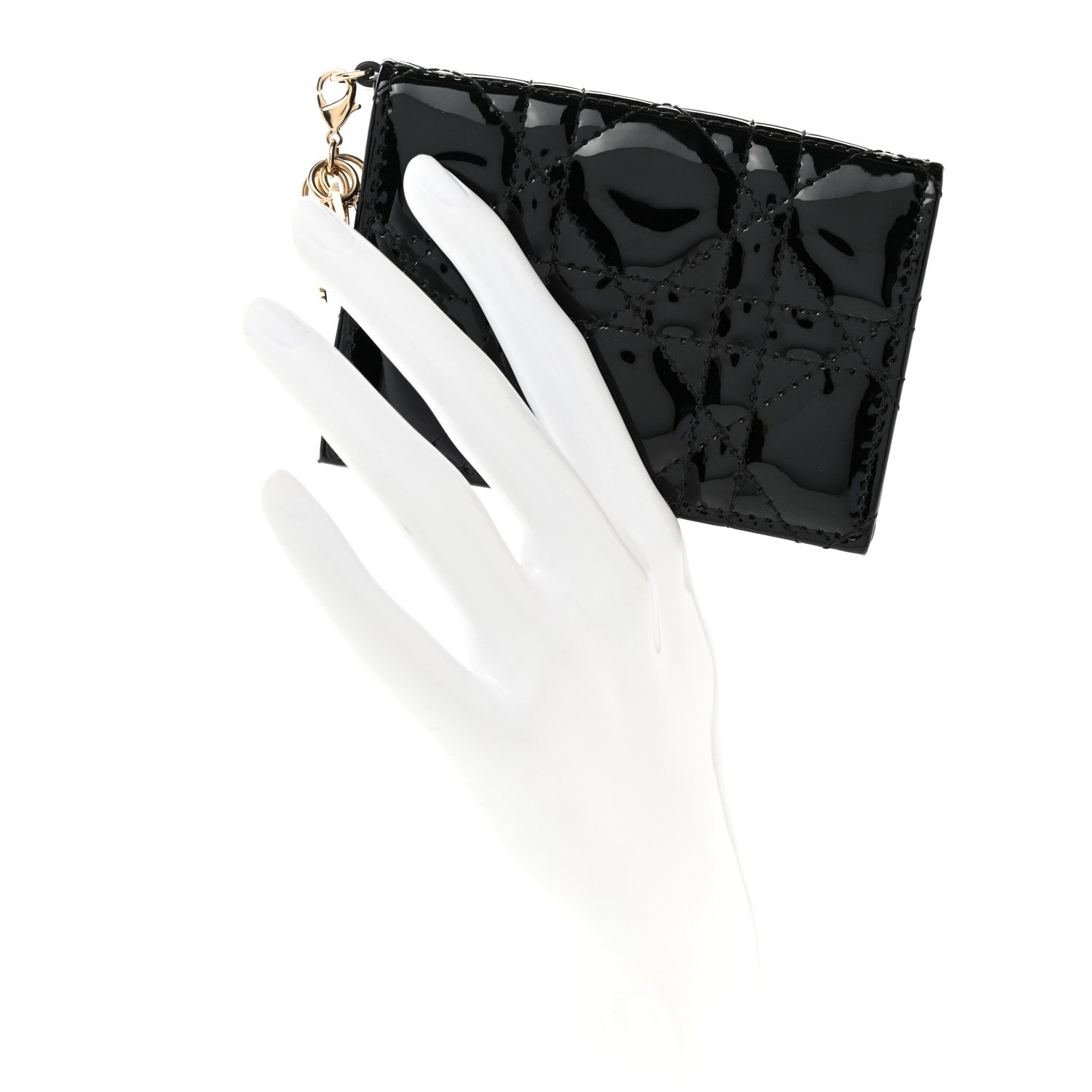 Christian Dior Patent Cannage Small Lady Dior Flap Card Holder Black 2 of 9