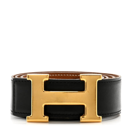 Hermes Box Epsom 32mm H Belt 80 32 Black Gold 1 of 9