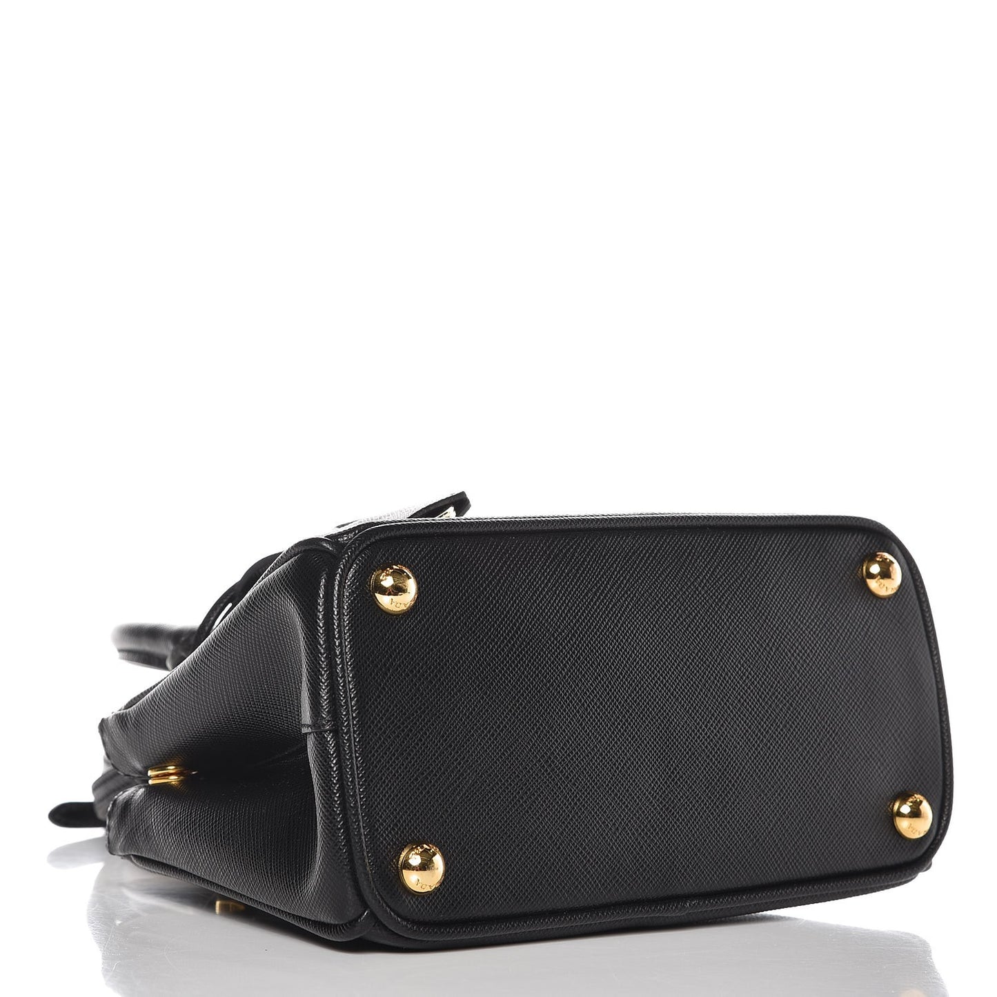 Saffiano Lux Mini Galleria Double Zip Tote Black