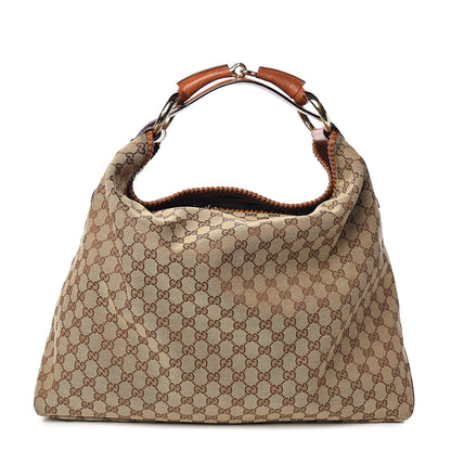 Gucci Monogram Large Horsebit Chain Hobo Brown 1 of 12