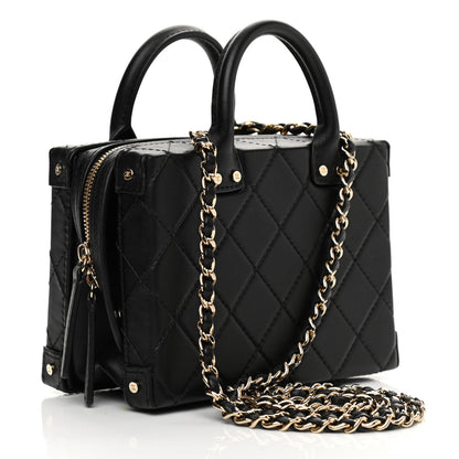 Chanel Calfskin Quilted Small Studded Square Vanity Case Black 3 of 10