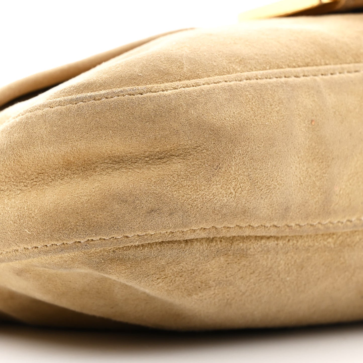 Suede Baguette Shoulder Bag Beige
