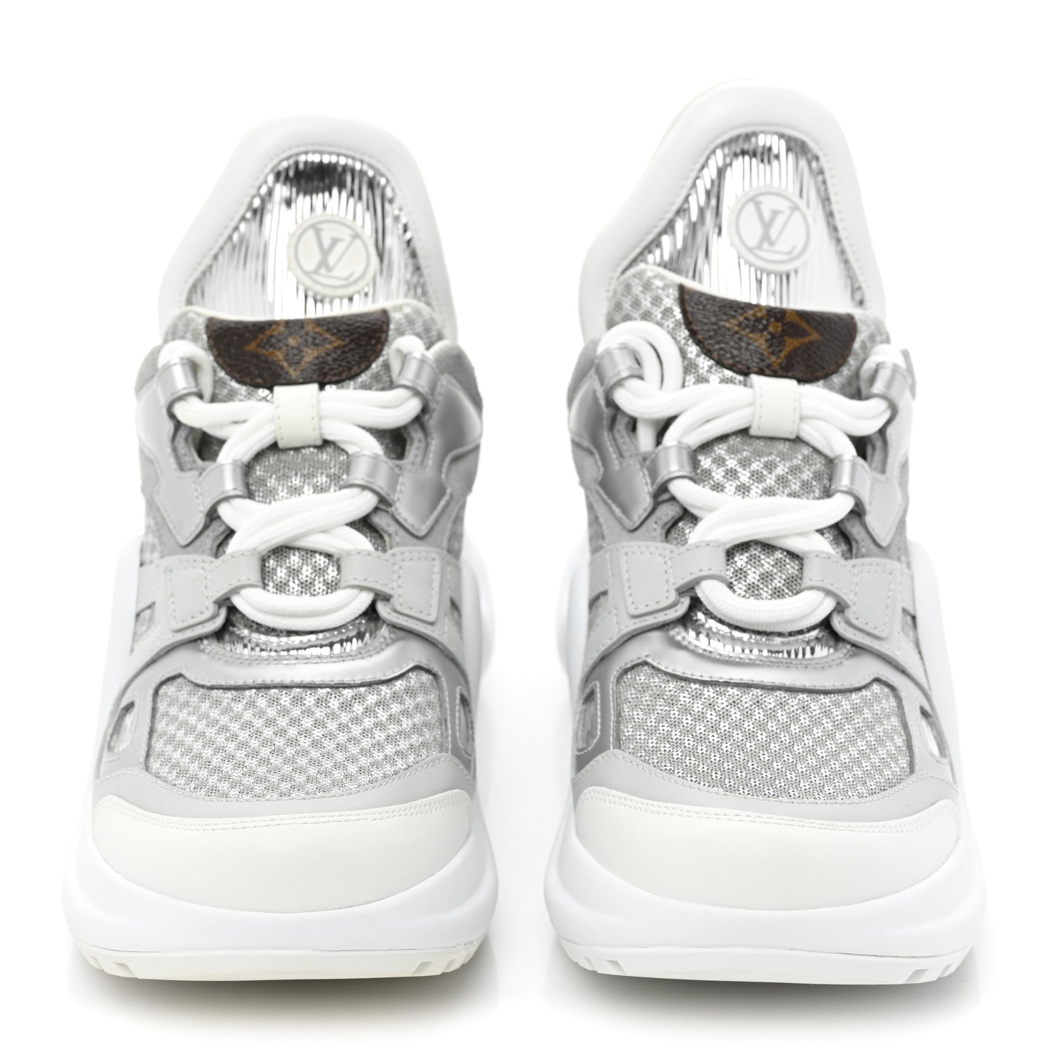 Louis Vuitton Metallic Calfskin Technical Nylon LV Archlight Sneakers 36 White Silver 2 of 10