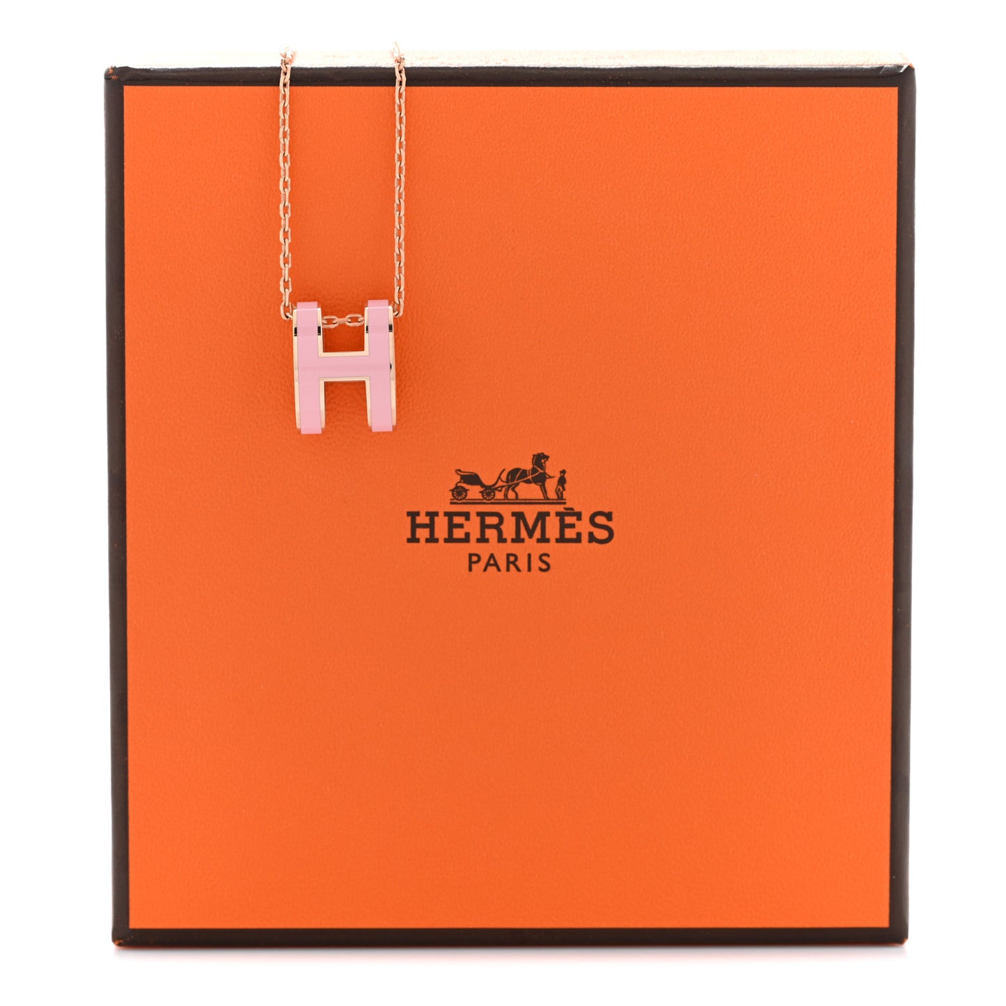 Lacquered Rose Gold Pop H Pendant Necklace Rose Dragee