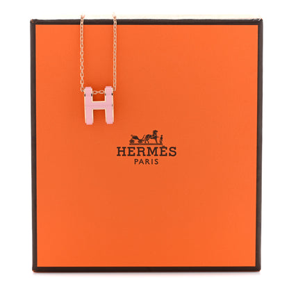 Hermes Lacquered Rose Gold Pop H Pendant Necklace Rose Dragee 8 of 8