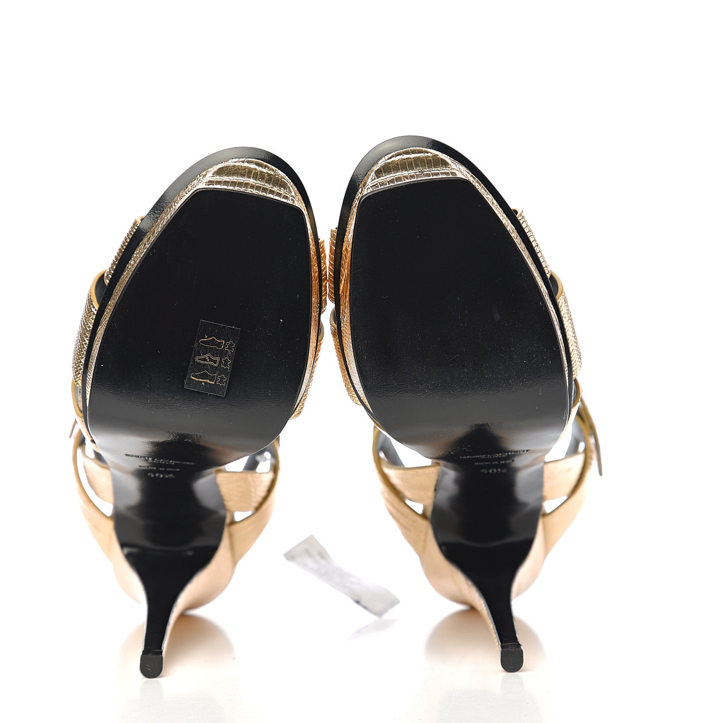 Metallic Calfskin Lizard Embossed Tribute 105 Platform Sandals 40.5 Gold