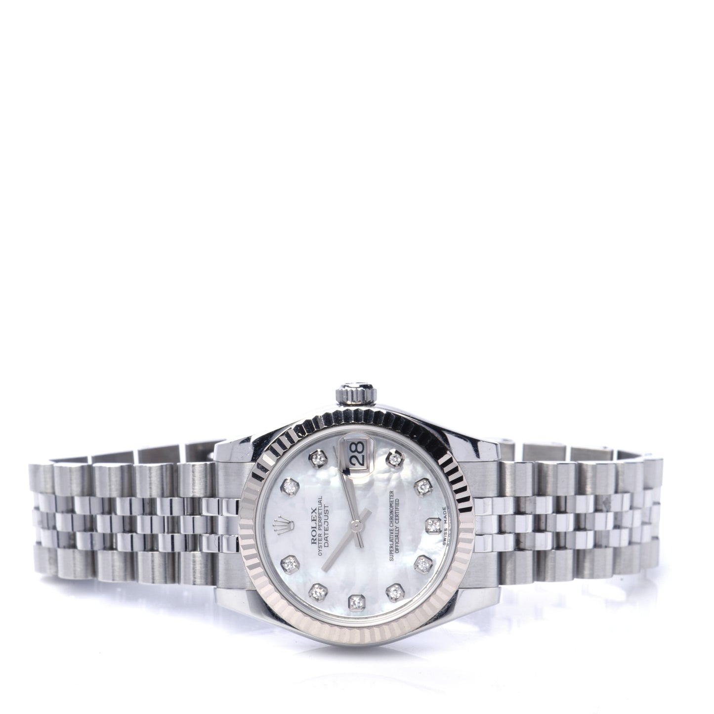 Stainless Steel 18K White Gold Diamond Mother of Pearl 31mm Oyster Perpetual Datejust Watch 178274