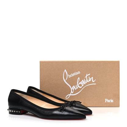 Christian Louboutin Calfskin Zarli Nappa Grosgrain Spiked Hall Flats 39 Black 10 of 10