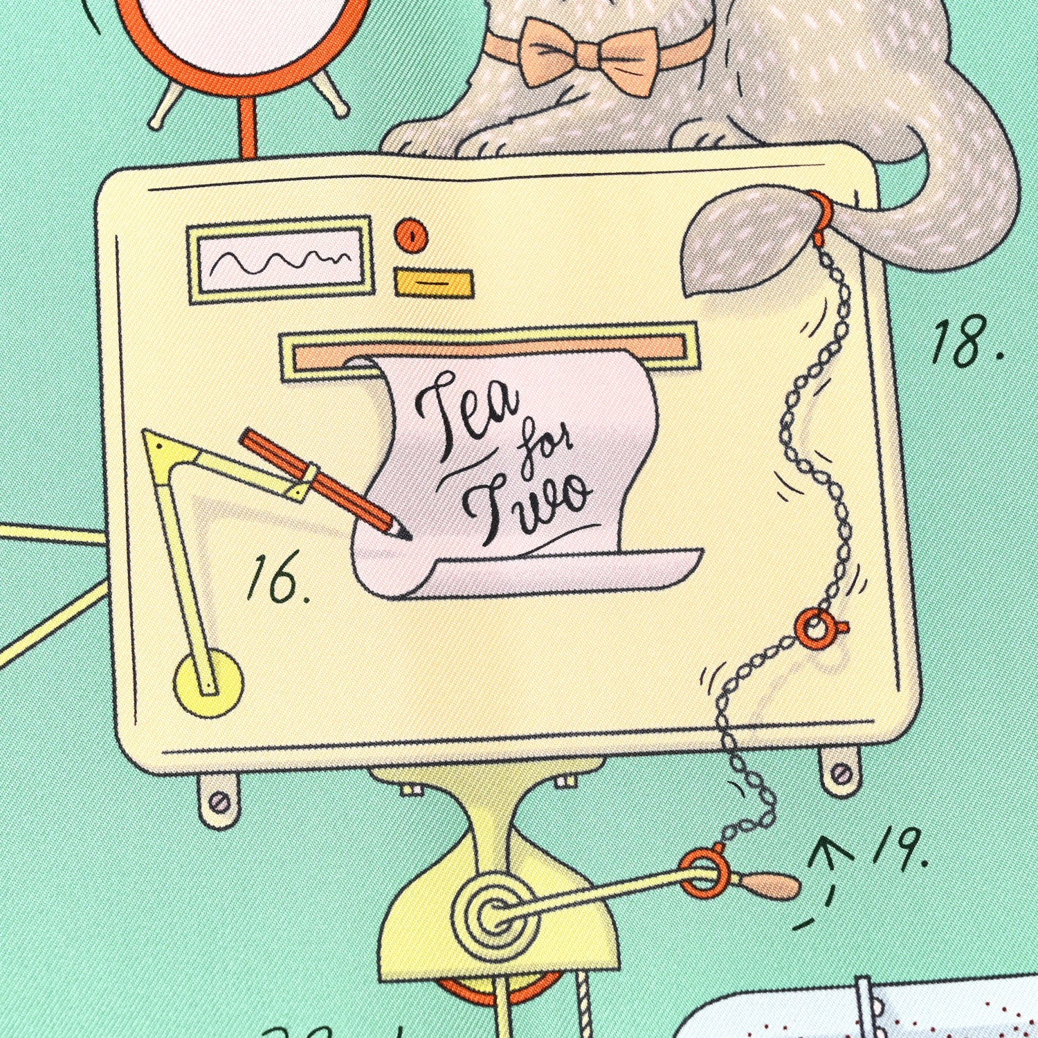 Hermes Silk Tea For Two Scarf 90 Vert Jade White 5 of 5