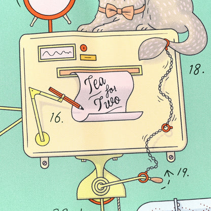 Hermes Silk Tea For Two Scarf 90 Vert Jade White 5 of 5