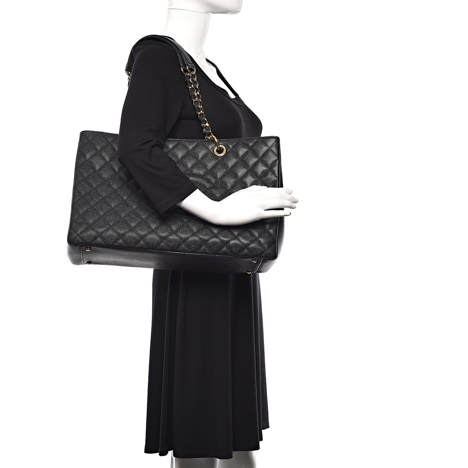 Chanel Caviar Quilted XL Grand Shopping Tote GST Black 2 of 10