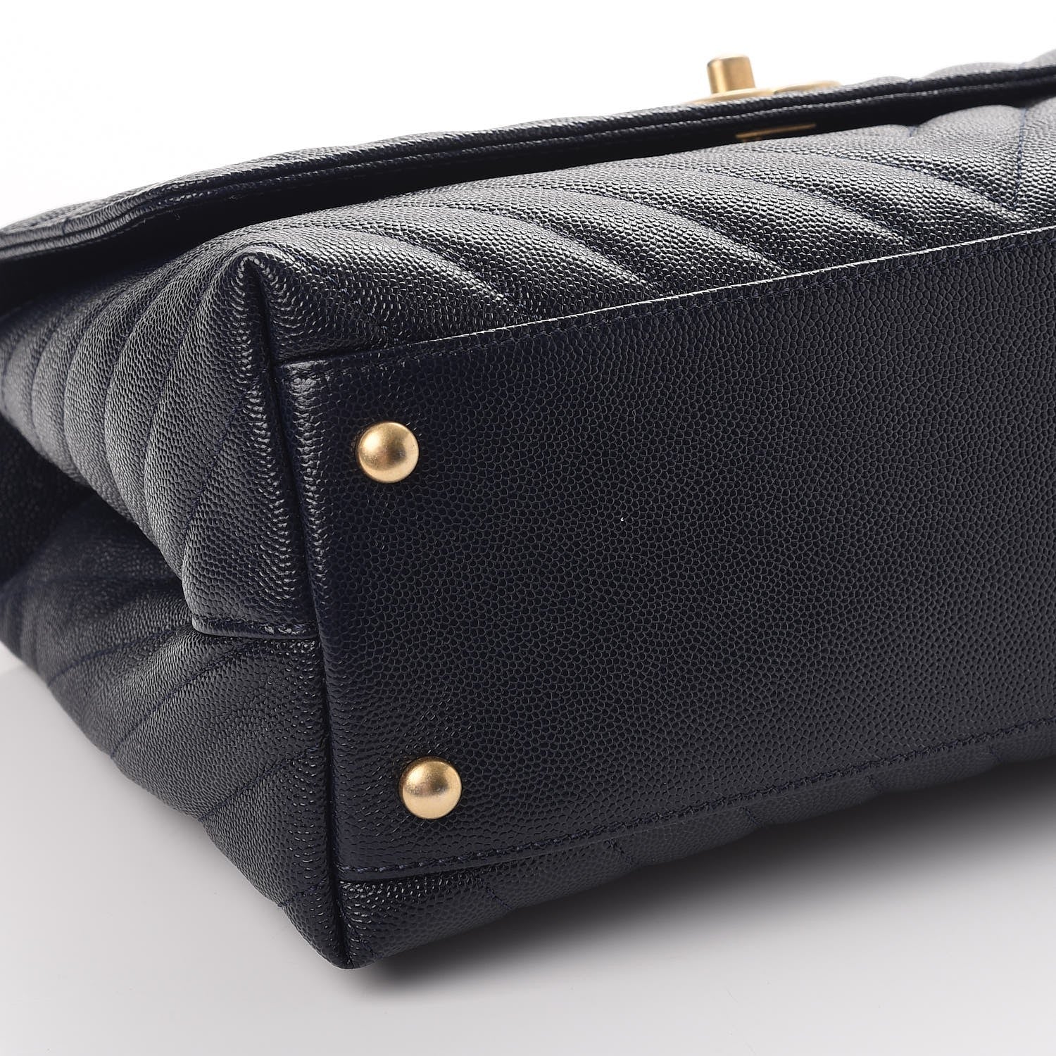 Chanel Caviar Chevron Quilted Small Coco Handle Flap Navy 10 of 11