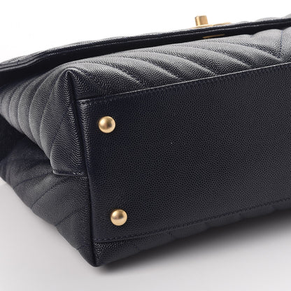 Chanel Caviar Chevron Quilted Small Coco Handle Flap Navy 10 of 11