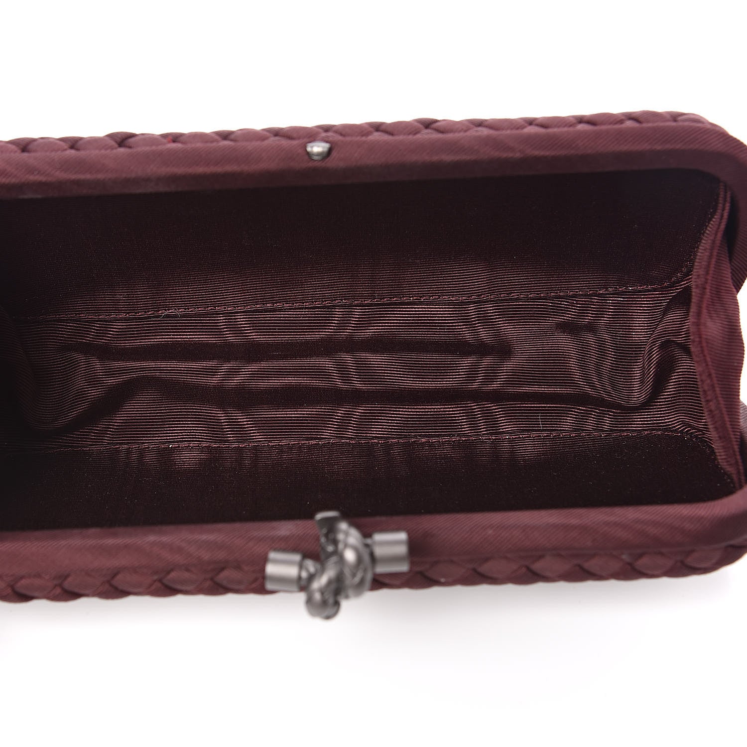 Bottega Veneta Silk Faille Intrecciato Knot Clutch Burgundy 5 of 7
