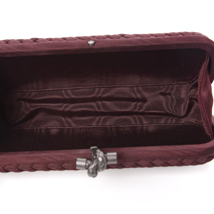 Bottega Veneta Silk Faille Intrecciato Knot Clutch Burgundy 5 of 7