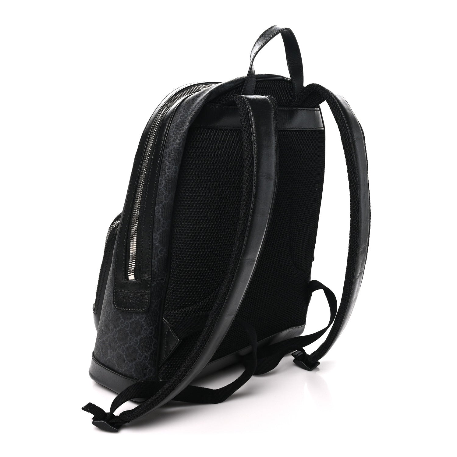 Gucci GG Supreme Monogram Textured Calfskin Retro Interlocking G Backpack Black 3 of 10