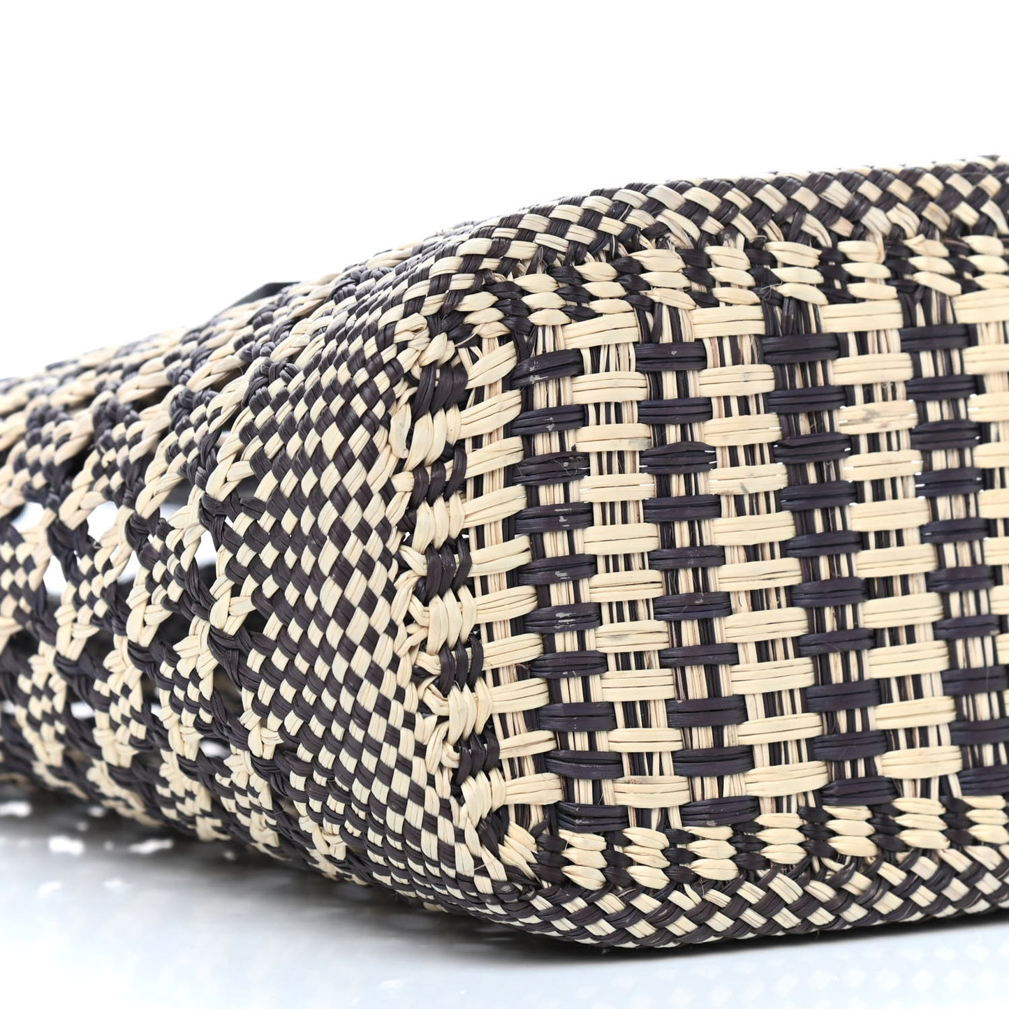 Raffia Paula's Ibiza Small Basket Tote Natural Black