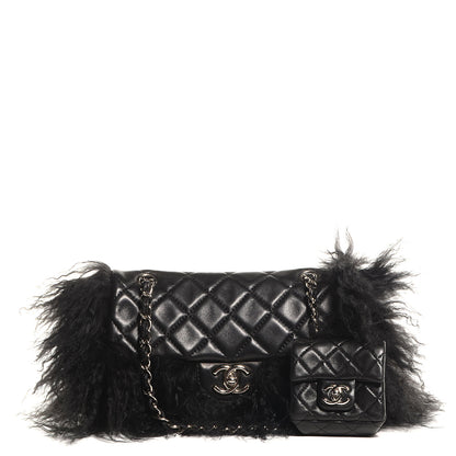Chanel Lambskin Goat Fur Tibet Medium Flap with Mini Bag Black 1 of 8