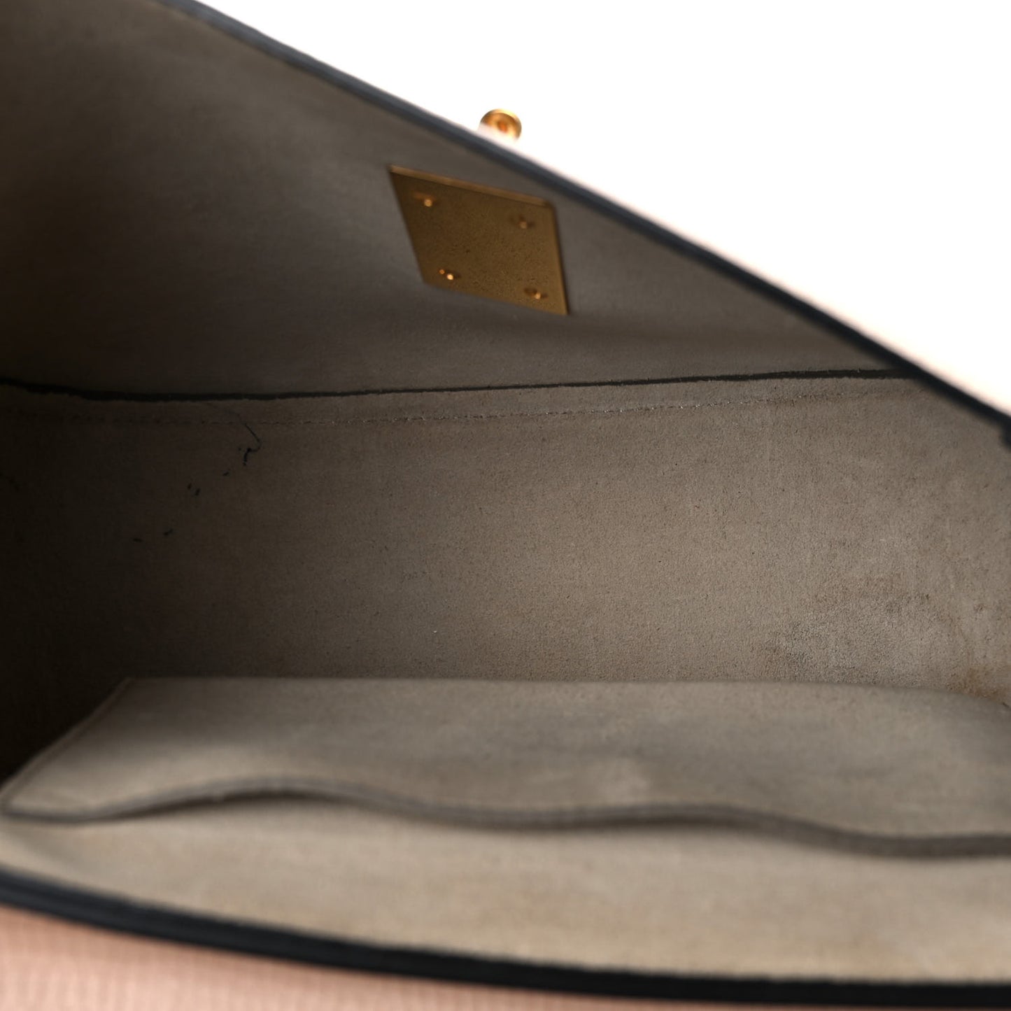 Grained Calfskin Lambskin Mini Bi-Color Drew Shoulder Bag Powder Beige Caramel
