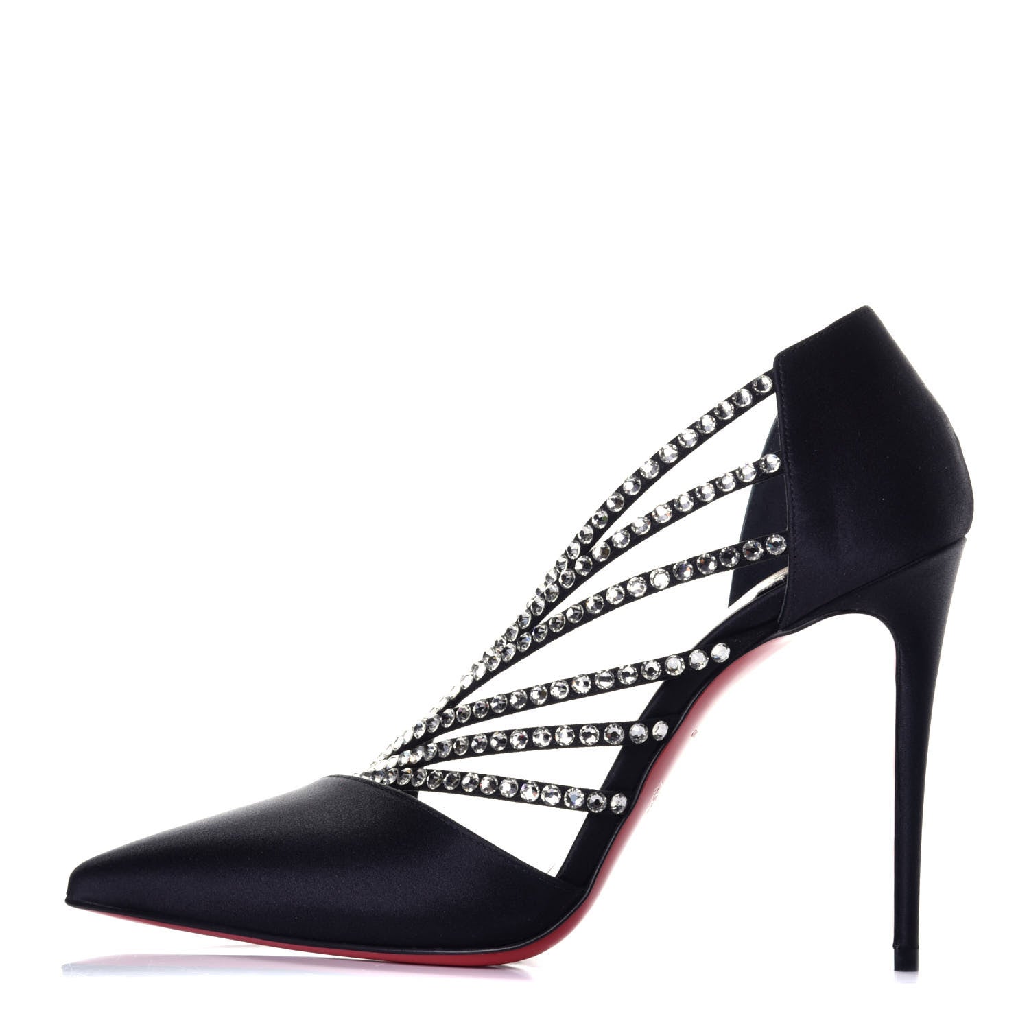 Christian Louboutin Crepe Satin Strass Antinorina 100 Pumps 37 Black 1 of 8