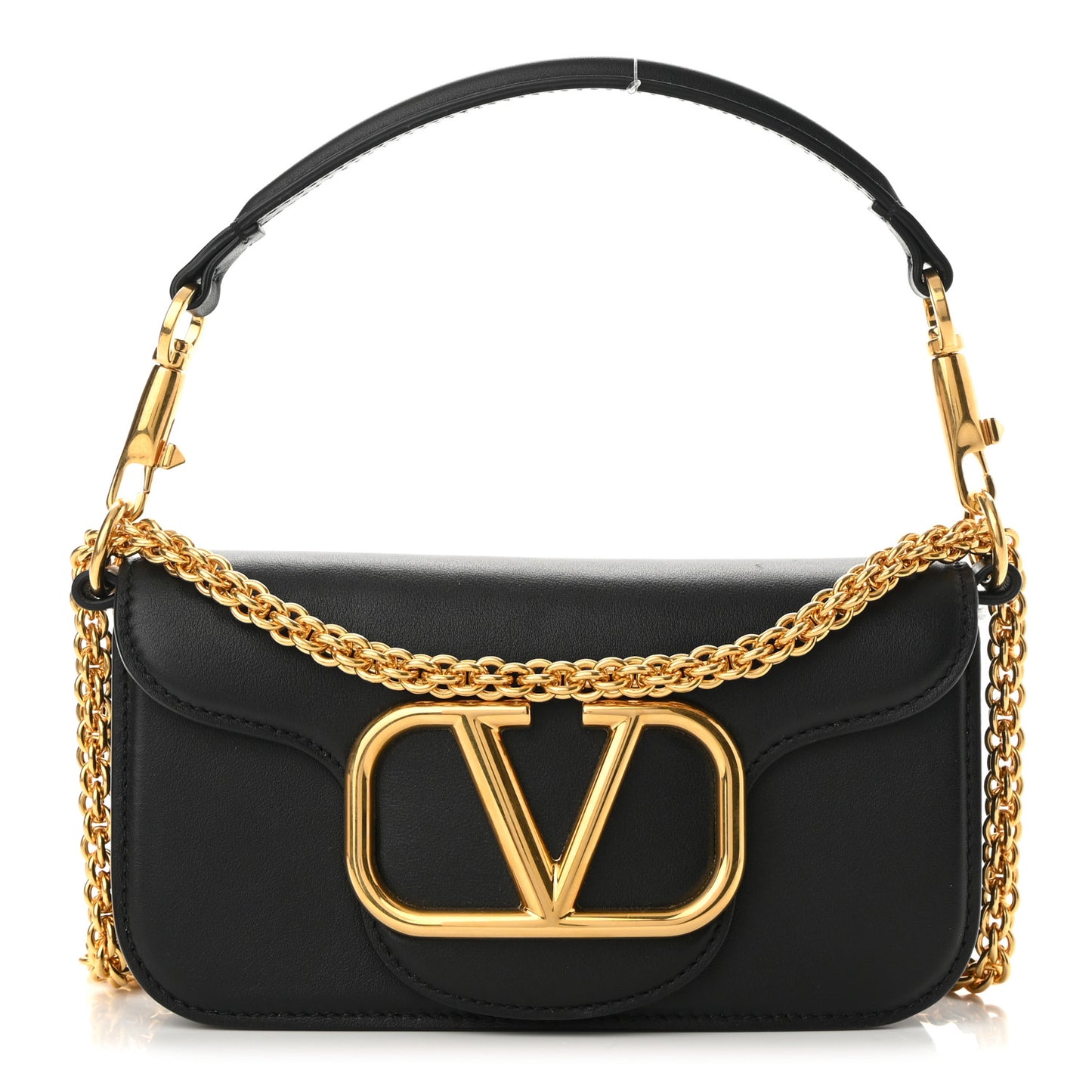 Calfskin Vlogo Small Loco Shoulder Bag Black