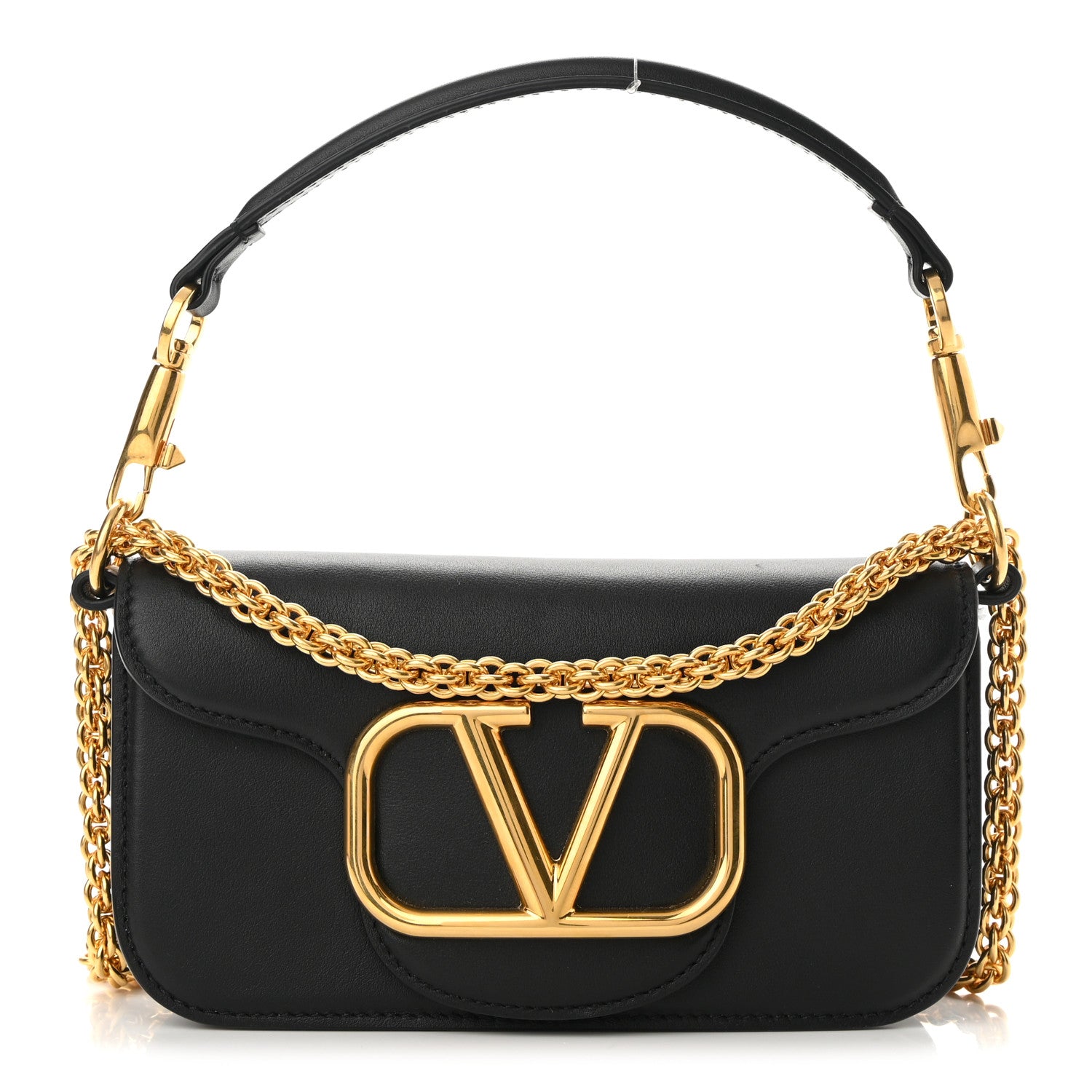 Valentino Garavani Calfskin Vlogo Small Loco Shoulder Bag Black 1 of 9