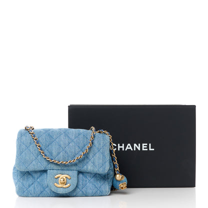 Chanel Denim Quilted Mini Pearl Crush Flap Blue 12 of 12
