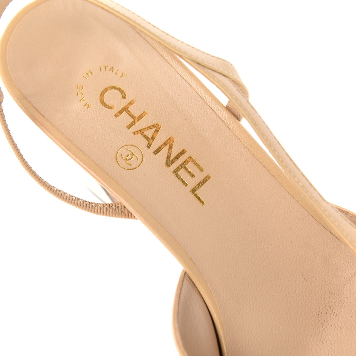 Goatskin Grosgrain Cap Toe CC Slingback Pumps 39.5 Beige Black