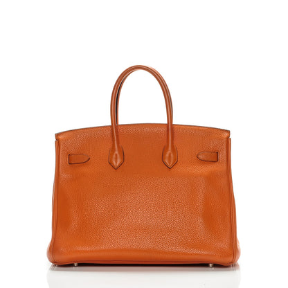 Hermes Taurillon Clemence Birkin 35 Orange 4 of 30