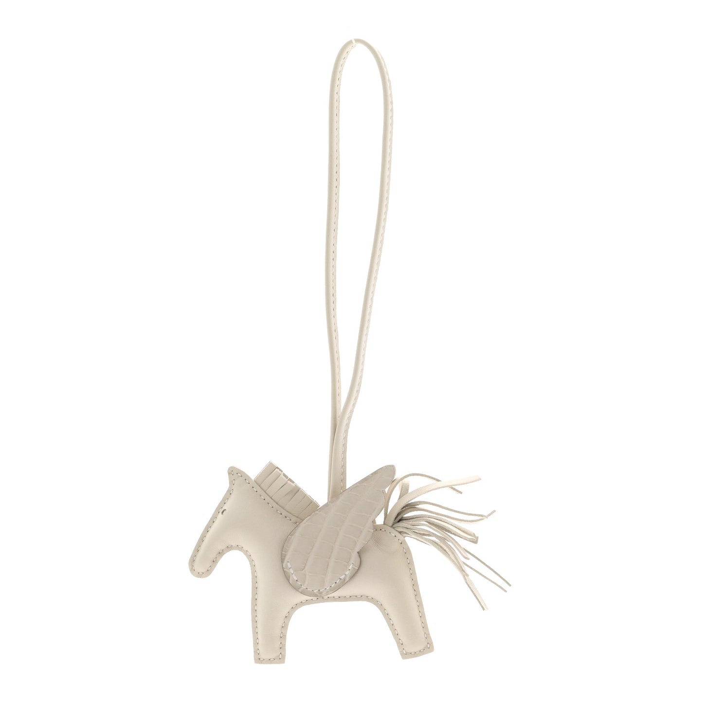 Milo Lambskin Matte Alligator Touch Grigri Rodeo Pegase Horse Bag Charm PM Craie Nata Beton