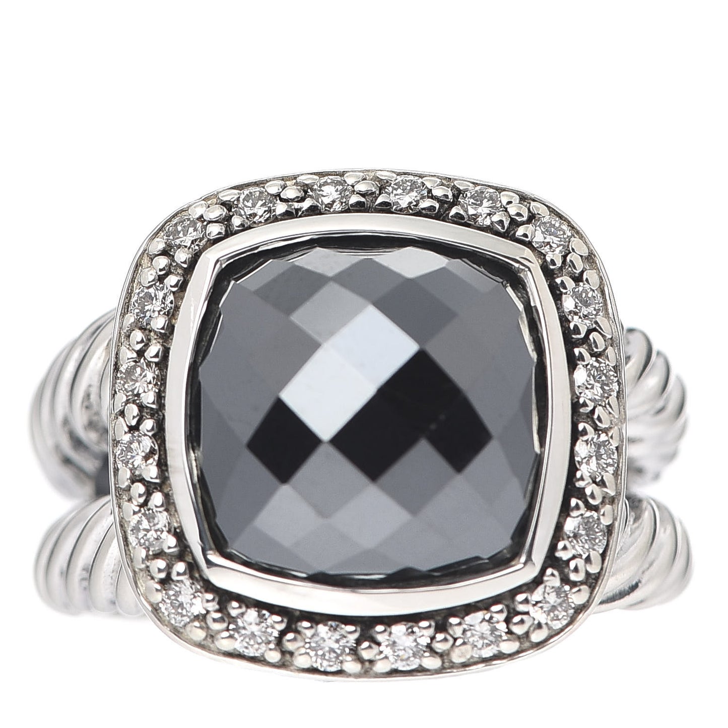 Sterling Silver Diamond Hematite 11mm Albion Ring 52 6