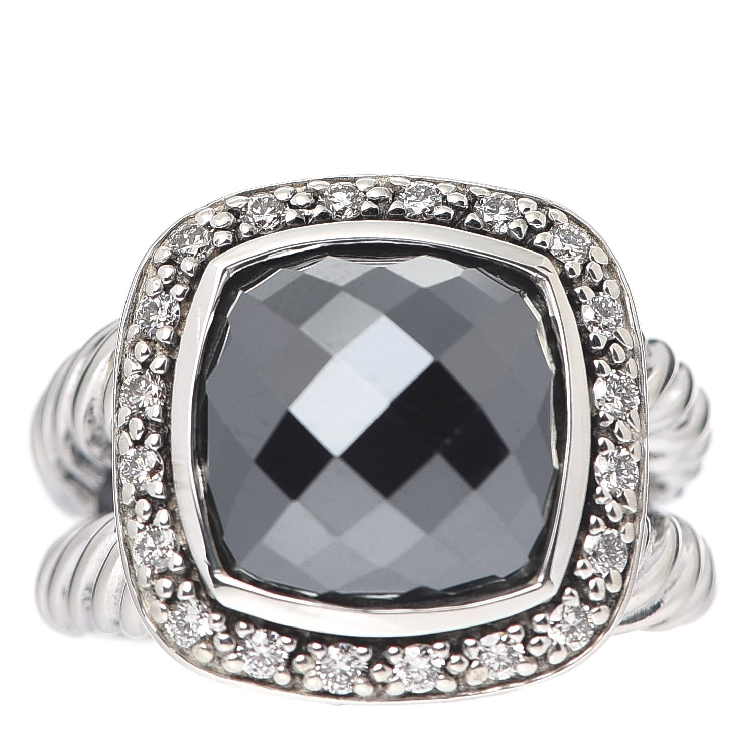David Yurman Sterling Silver Diamond Hematite 11mm Albion Ring 52 6 1 of 5