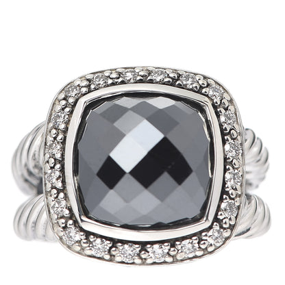 David Yurman Sterling Silver Diamond Hematite 11mm Albion Ring 52 6 1 of 5