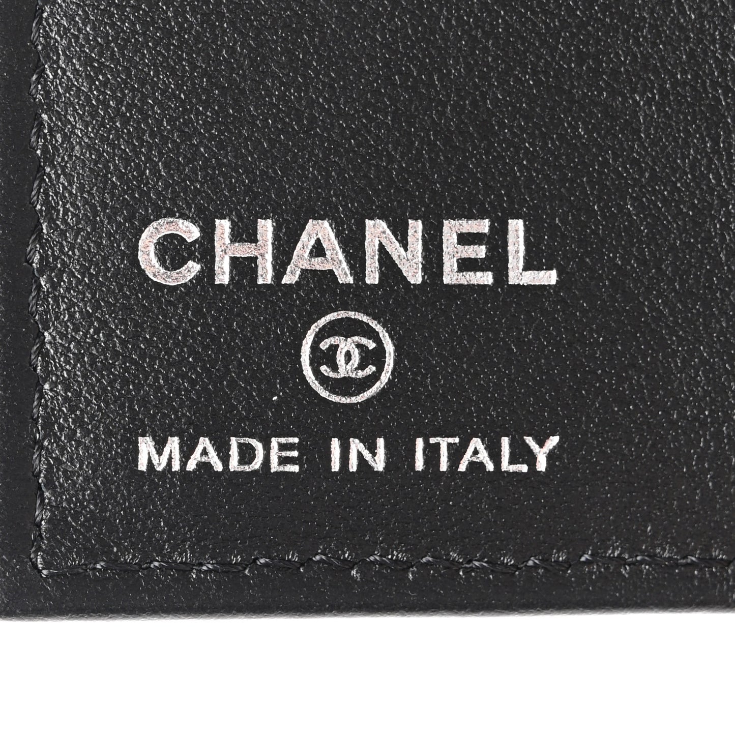 Grained Calfskin Quilted Card Holder Wallet So Black