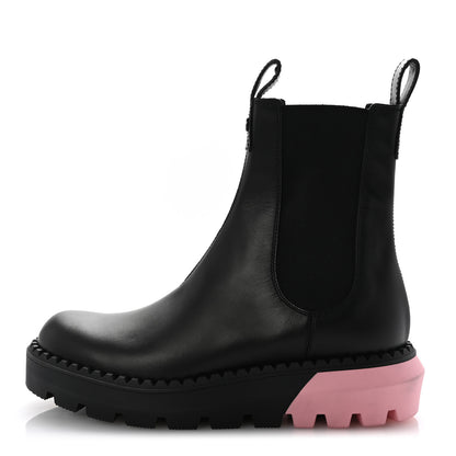 Gucci Calfskin Interlocking G Bicolor Chelsea Ankle Boots 39 Black Pink 1 of 9