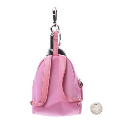 Fendi Nylon Shiny Nappa Nutria Fox Fur Monster Eyes Mini Backpack Charm Lollypop Rosa Fluo Multicolor 2 of 6