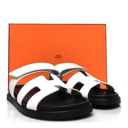 Hermes Calfskin Womens Chypre Sandals 37.5 White 9 of 9
