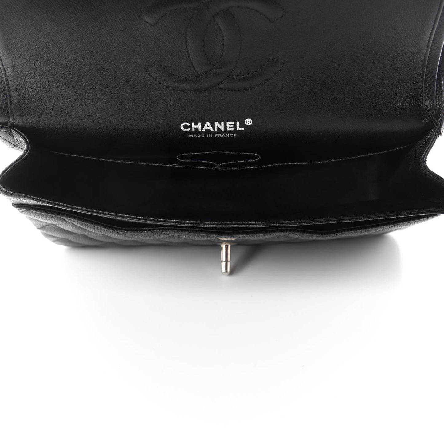 Caviar Quilted Medium Double Flap Black