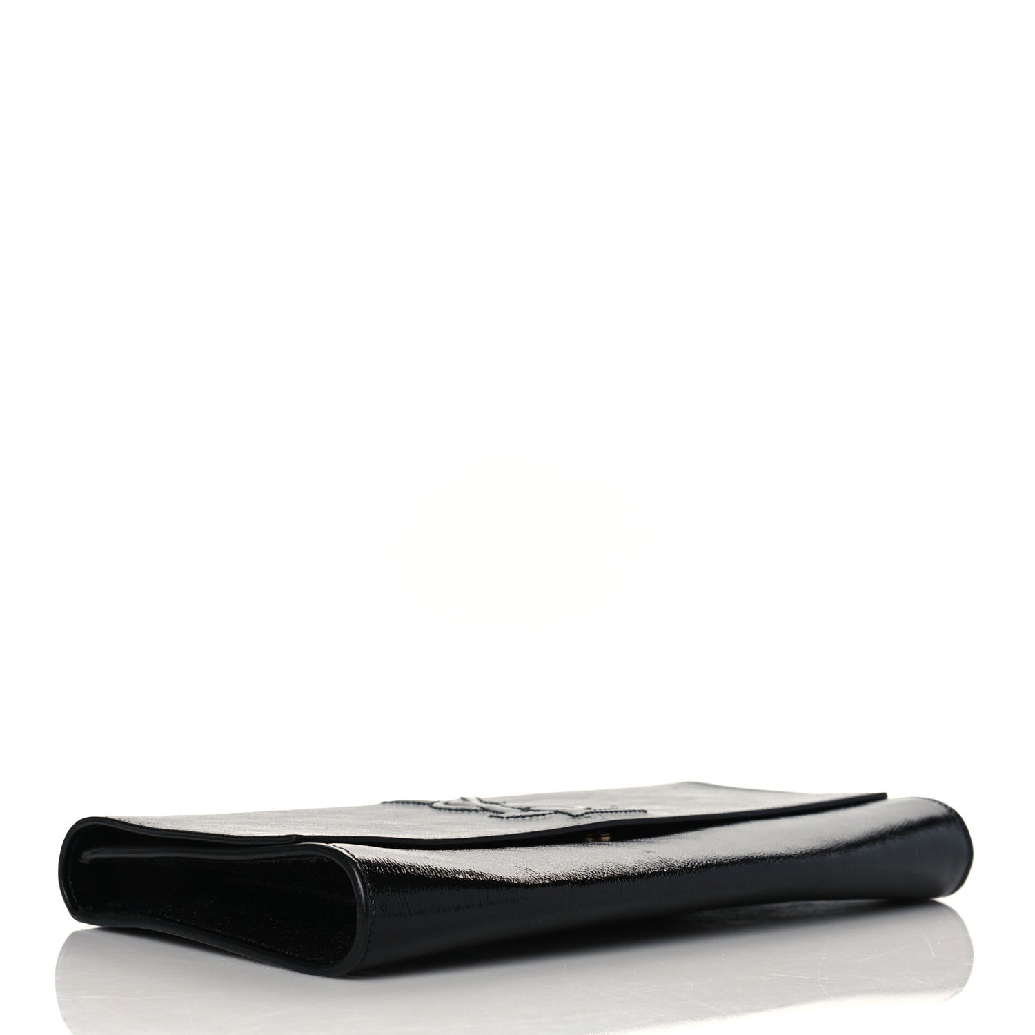 Saint Laurent Textured Patent Monogram Large Belle De Jour Clutch Black 4 of 10