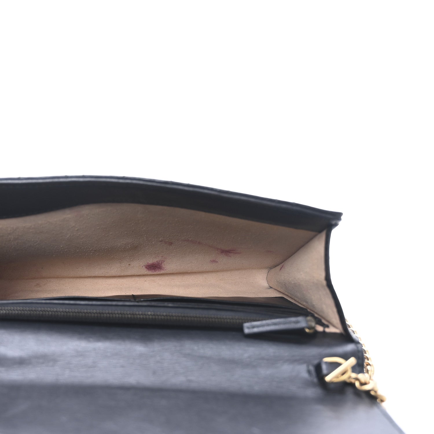 Gucci Calfskin Matelasse Mini Pearly GG Marmont Chain Wallet Black 5 of 11