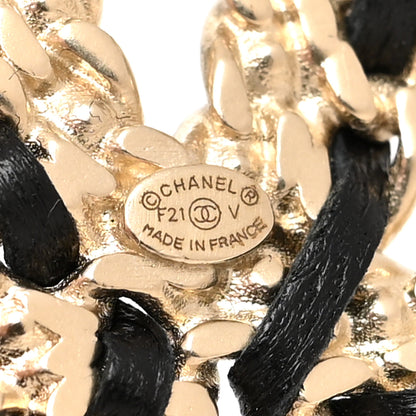 Chanel Lambskin Crystal Vintage Allure CC Chain Brooch Black Gold 3 of 3