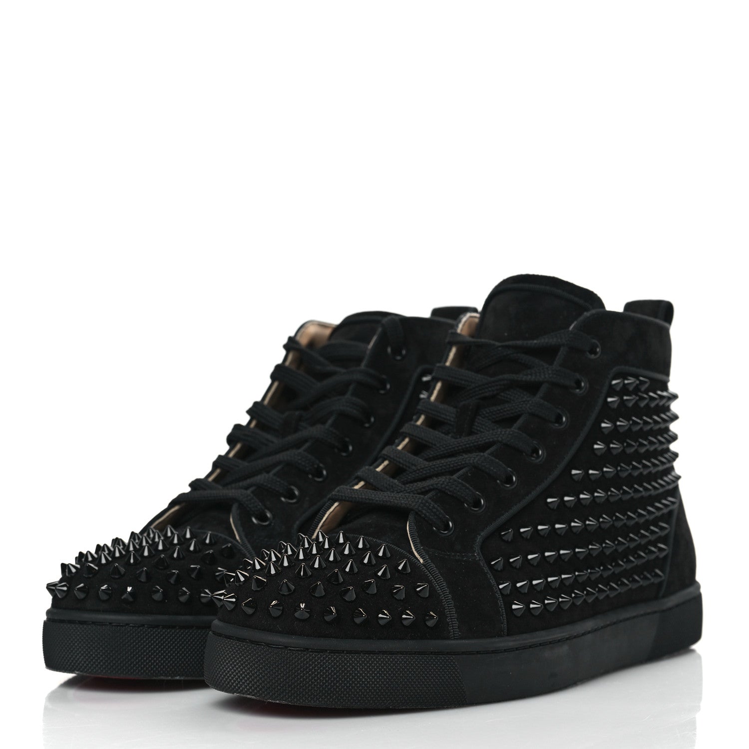 Christian Louboutin Veau Velours Mens Louis Orlato Flat Spikes Sneakers 42 Black 3 of 9