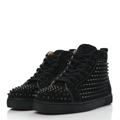 Christian Louboutin Veau Velours Mens Louis Orlato Flat Spikes Sneakers 42 Black 3 of 9