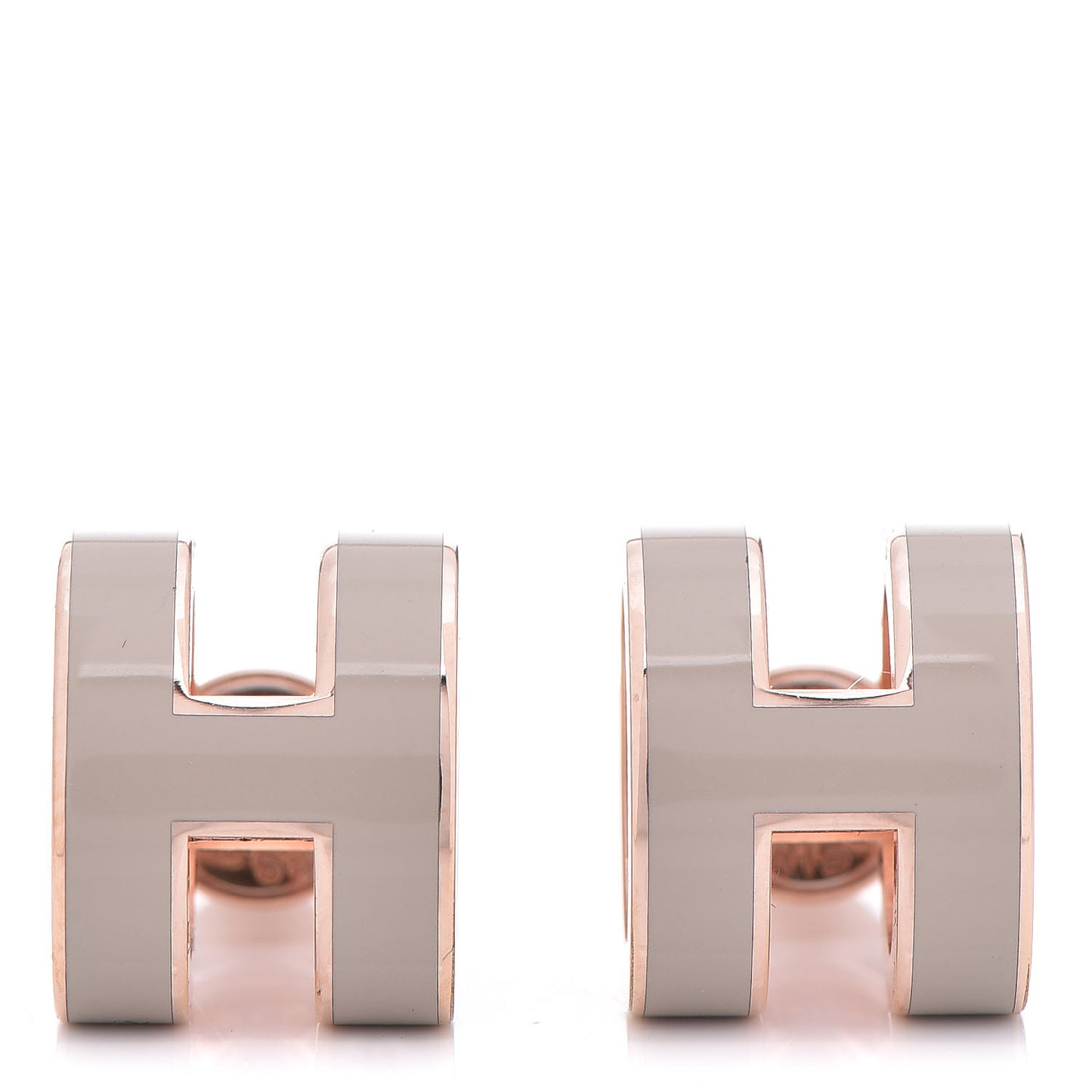 Rose Gold Lacquered Pop H Earrings Marron Glace