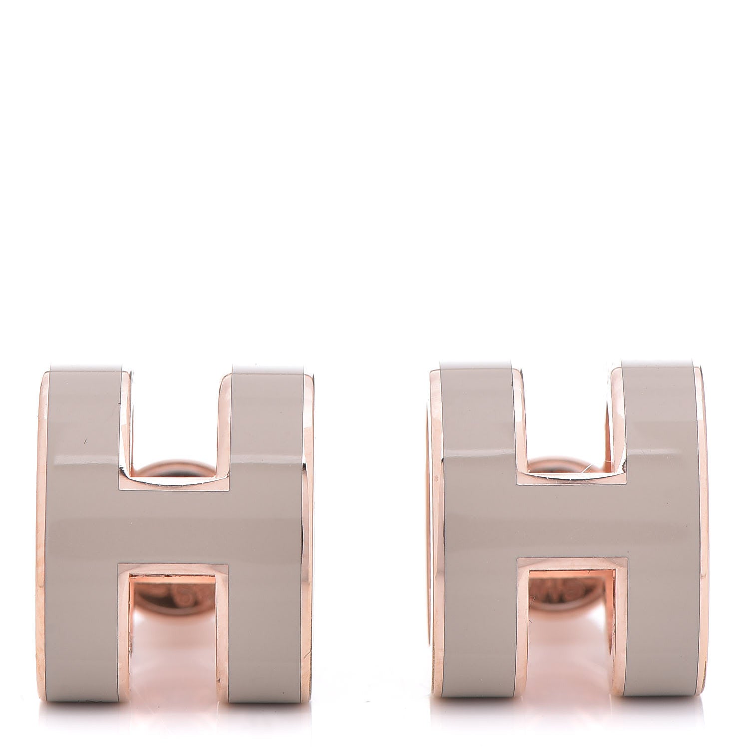 Hermes Rose Gold Lacquered Pop H Earrings Marron Glace 1 of 7